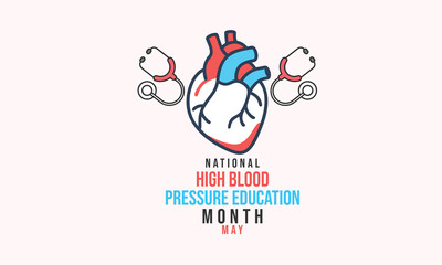 National high blood pressure education month. background, banner, card, poster, template. Vector illustration.