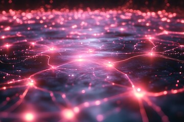 Fototapeta premium Abstract network glowing red nodes.