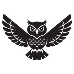 Owl - Vector Black silhouettes Illustration. Icon Design and Inspirational. with white background