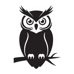 Owl - Vector Black silhouettes Illustration. Icon Design and Inspirational. with white background