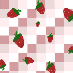 Cute hand drawn strawberry seamless pattern