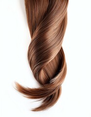 Beautifully styled brown hair with a soft wavy texture on a white background.
