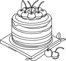 Cherry Cake Isometric Slice Vector Art