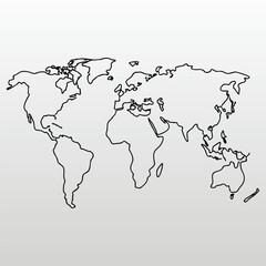 World map vector high-quality white background.