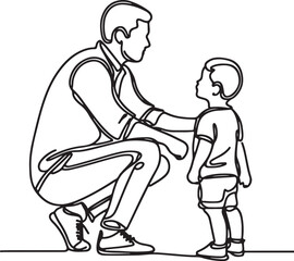 Father And Son Walking Minimalist Line Art