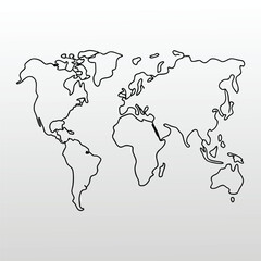 World map vector high-quality white background.