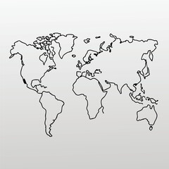 World map vector high-quality white background.