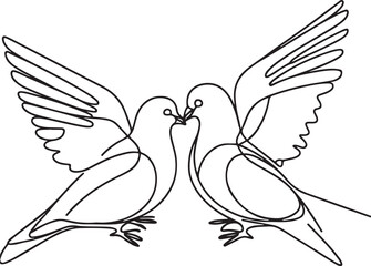 Minimalist Dove Bird Couple Illustration