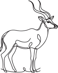 Fototapeta premium Antelope Grazing Line Sketch Vector