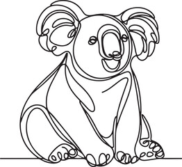Koala On Tree Branch Line Vector