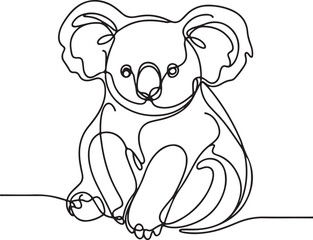 Koala Sitting Cute Line Art Sketch