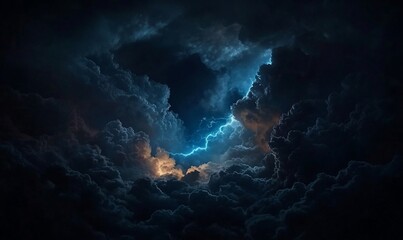 Dark stormy clouds with vibrant lightning