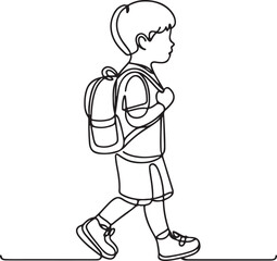 Kid With Backpack Minimalist Illustration