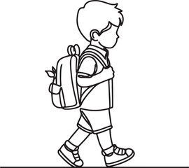 Child Going To Class Line Drawing