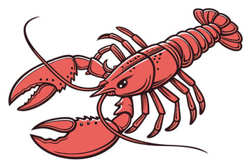 76 Bright red lobster, detailed illustration, white background, realistic texture, symmetrical pose, marine life, culinary icon, vibrant color, anatomically accurate, claws raised, seafood motif, high