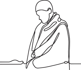 muslim ihram dress line art vector illustration