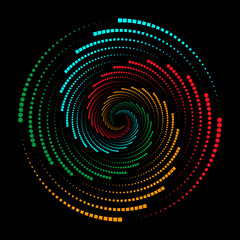 Circle halftone patterns colors dots. Globe illustration. Abstract halftone background.
