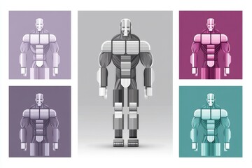 Flat design of muscle group diagrams with color-coded blocks