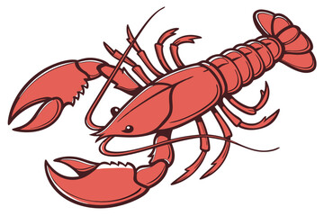 76 Bright red lobster, detailed illustration, white background, realistic texture, symmetrical pose, marine life, culinary icon, vibrant color, anatomically accurate, claws raised, seafood motif, high