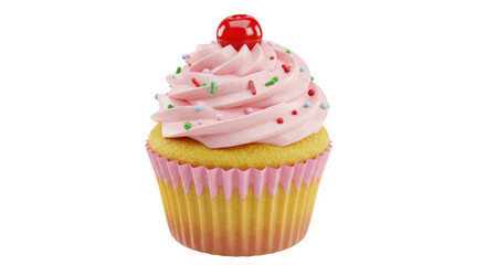 Isolated Cupcake with Cherry