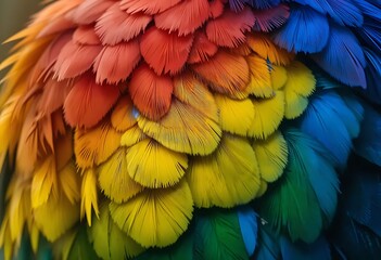 Obraz premium Vibrant Parrot Feathers: A Colorful, Textured Close-up