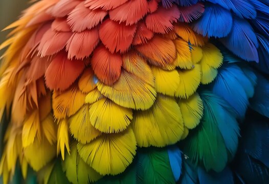 Vibrant Parrot Feathers: A Colorful, Textured Close-up