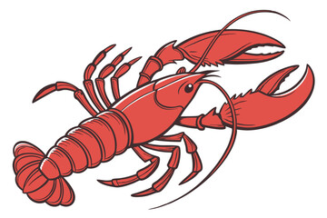76 Bright red lobster, detailed illustration, white background, realistic texture, symmetrical pose, marine life, culinary icon, vibrant color, anatomically accurate, claws raised, seafood motif, high