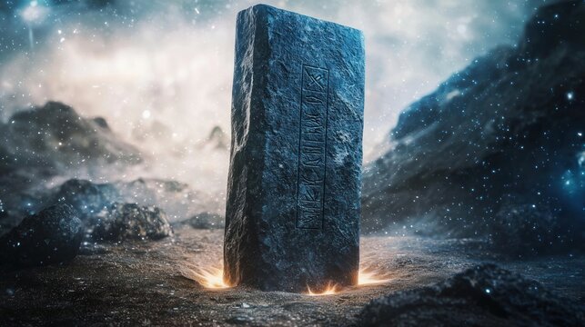 Ancient Monolith: A cosmic enigma in a mystical landscape