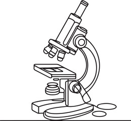 Microscope in isometric line drawing