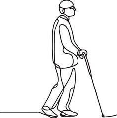 Blind Man with Cane Minimalist Isometric Artwork