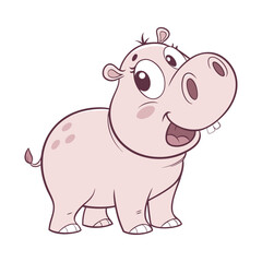 Naklejka premium Vector Illustration Of A Cute Hippo. Cute Cartoon Hippo Character Illustration