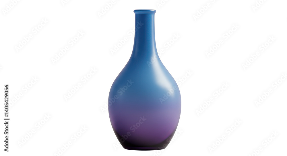 Poster a single vase with a gradient from blue to purple on a black background in a studio setting