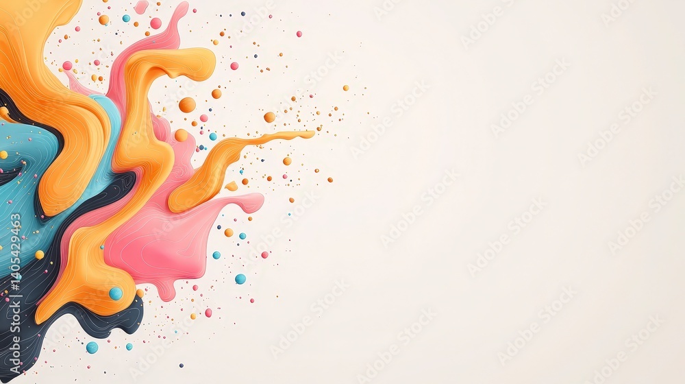 Aufkleber colorful abstract background with vibrant splashes and dynamic shapes on a neutral backdrop.