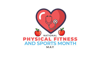 National physical fitness and sports month. background, banner, card, poster, template. Vector illustration.