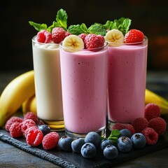 Smoothies with Berries and Bananas