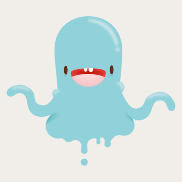 Playful Blue Octopus Character Illustration