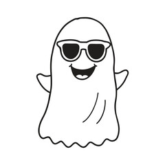 Cute Halloween Ghost Outline