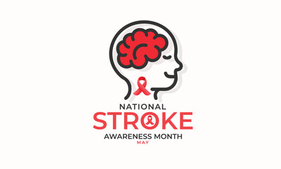 National Stroke awareness month. background, banner, card, poster, template. Vector illustration.