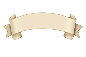 A cream-colored banner with curled ends, ideal for adding text or designs. A blank space for messages or creative graphics