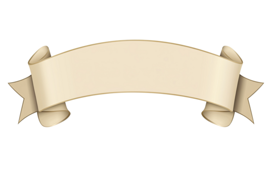 A cream-colored banner with curled ends, ideal for adding text or designs. A blank space for messages or creative graphics