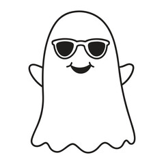 Cute Halloween Ghost Outline
