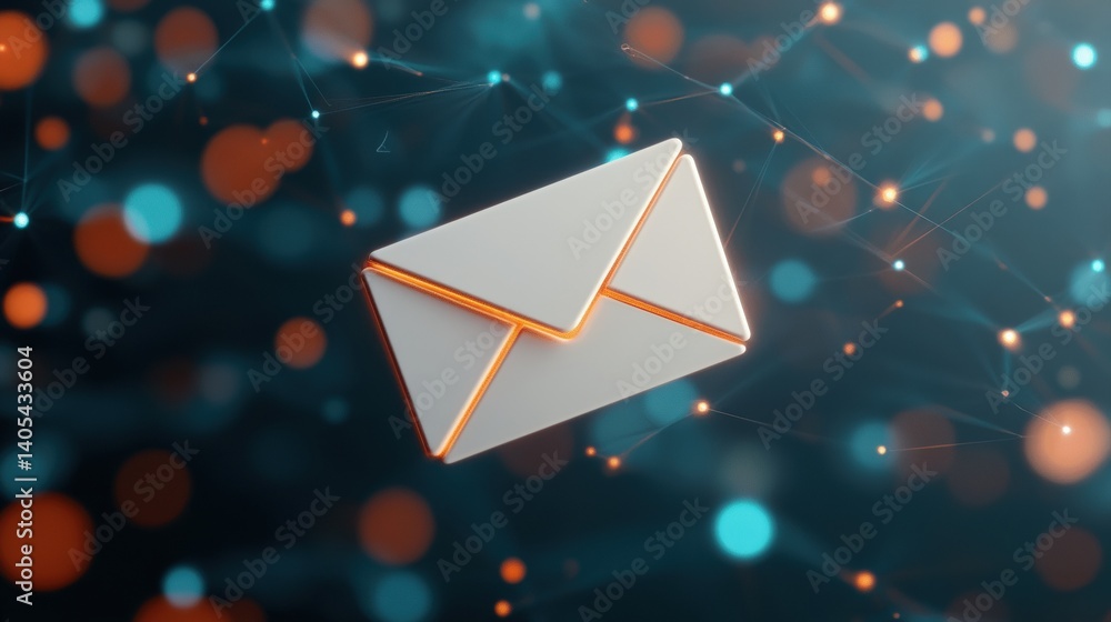 Poster a digital envelope icon surrounded by glowing network connections, symbolizing communication and dig