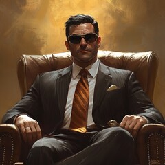 Powerful business leader sitting confidently luxurious office portrait professional atmosphere focused perspective