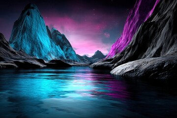 Naklejka premium Serene and Stunning Landscape with Vibrant Colors and Majestic Mountains Reflecting in Water