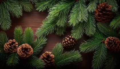Stock  of Christmas tree branches with pine cones