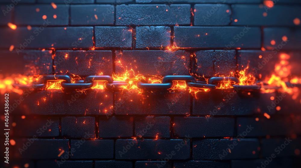 Poster dynamic firewall protection cybersecurity environment digital illustration with fiery elements abstr