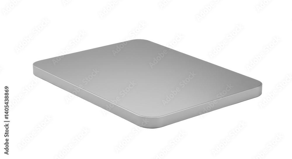 Poster a single gray rectangular object with rounded corners isolated on a black background in studio light