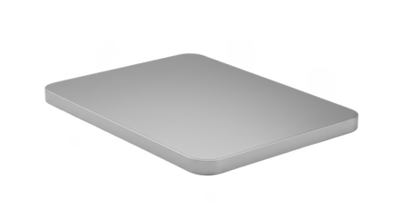 A single gray rectangular object with rounded corners isolated on a black background in studio lighting