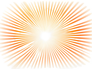 Abstract Radial Orange Light Bursting Rays on a Transparent Background
