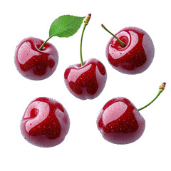 juicy red cherries with water drops